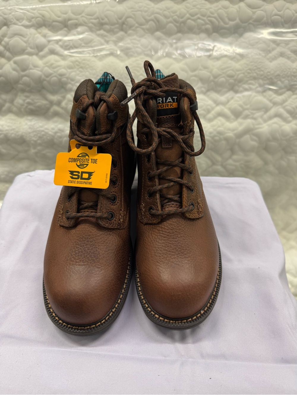Ariat Brown Leather women Composite-Toe Lace-Up Work Boots